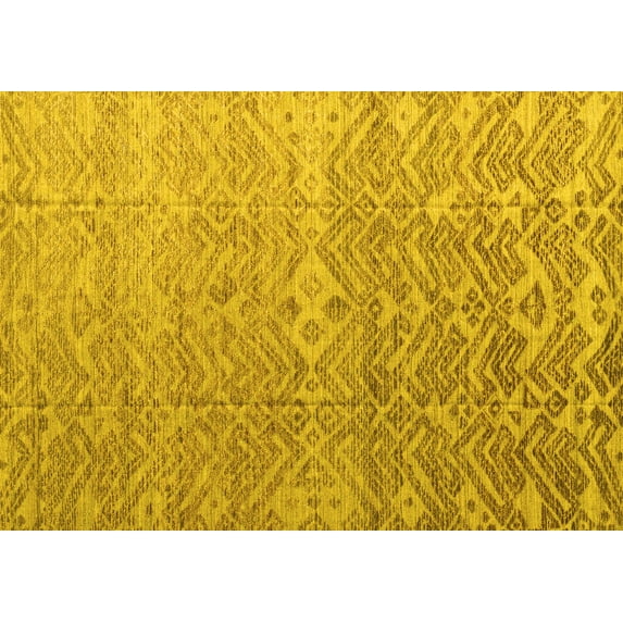 Ahgly Company Machine Washable Indoor Rectangle Abstract Yellow Modern Area Rugs, 2' x 4'