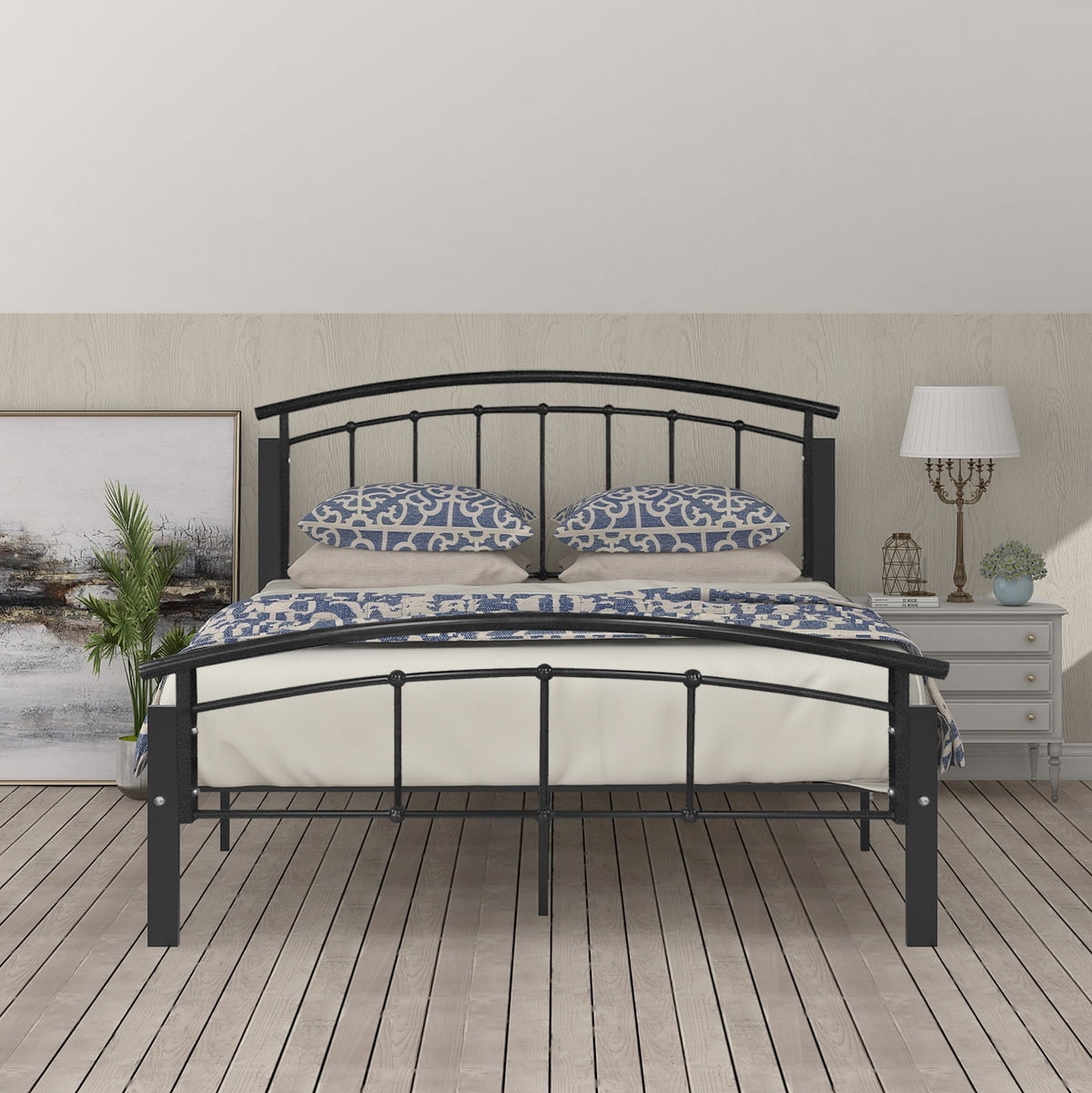 Romatic Metal Beds Frame,Queen,Black