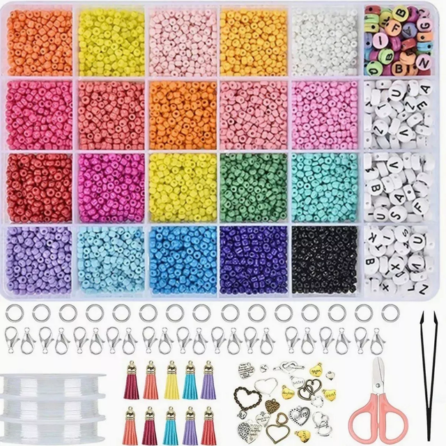 Kits Para Hacer Pulseras y Collares De Bricolaje 12000 Pzs, Multicolor