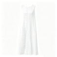 thumbnail image 5 of Women's Summer Dresses Sleeveless Round Neck Eyelet Embroidered A-Line Maxi Dress Breathable Vacation Boho Resort Sundress White S, 5 of 9