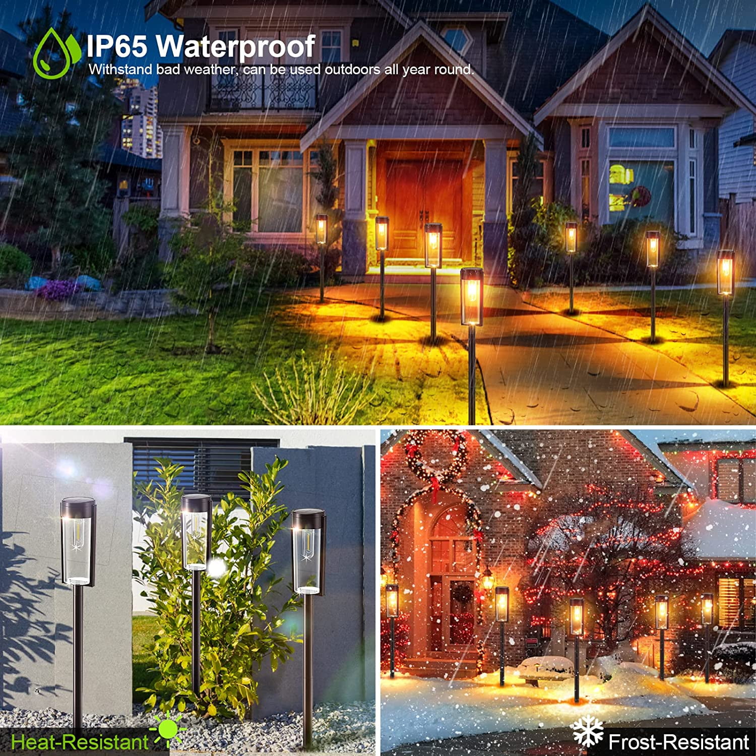 BOPORO Solar Pathway Lights Outdoor, New Upgraded 6 Pack Solar Outdoor Lights, IP65 Waterproof Auto On/Off Solar Powered Landscape Path Lights for Yard Lawn Patio Walkway