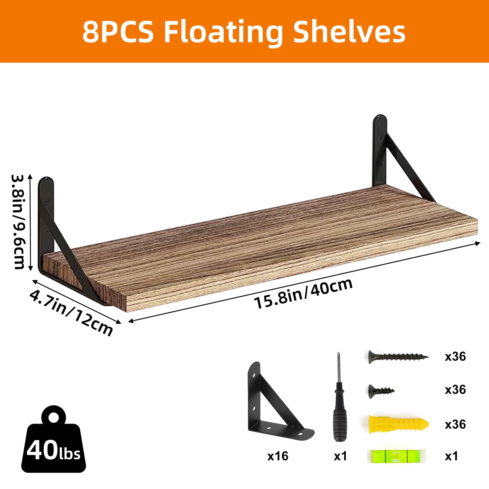 Fairy Farmhouse Natural Floating Shelves (8 Count)