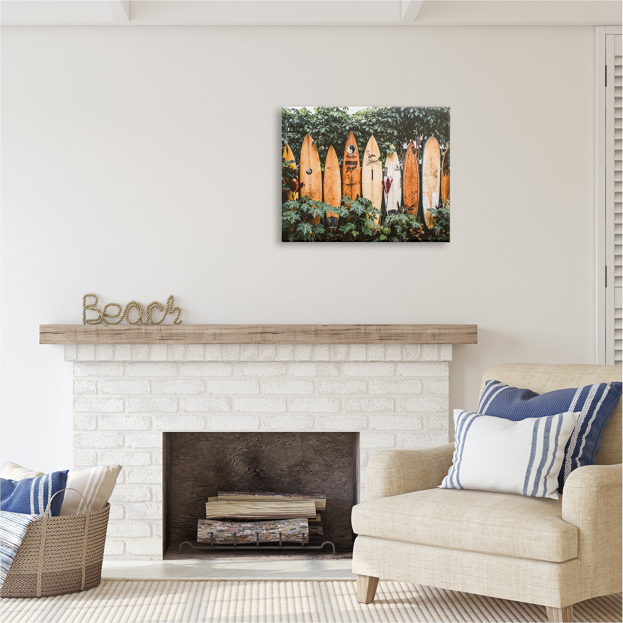 Stupell Industries Surf Boards in Nature Sports Photography Gallery Wrapped Canvas Art Print Wall Art, 30 x 24