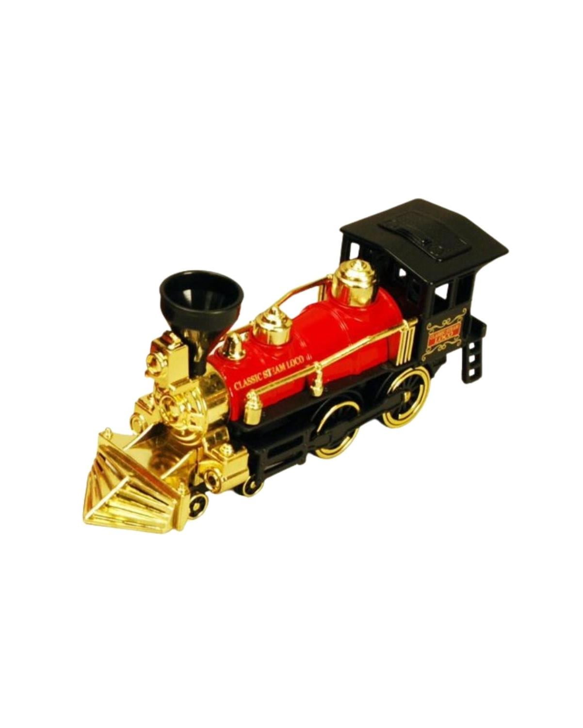 Classic Steam Loco Railroad Locomotive Pull Back Action Toy Diecast & Plastic 7" Classic Steam Loco Railroad Locomotive Pull Back Action Toy Diecast & Plastic 7"