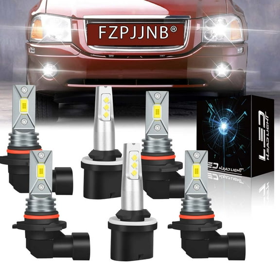 FZPJJNB For GMC Envoy 2002-2009 - 6x Combo 9005 9006 880 LED Fog Light Bulbs,6000K White