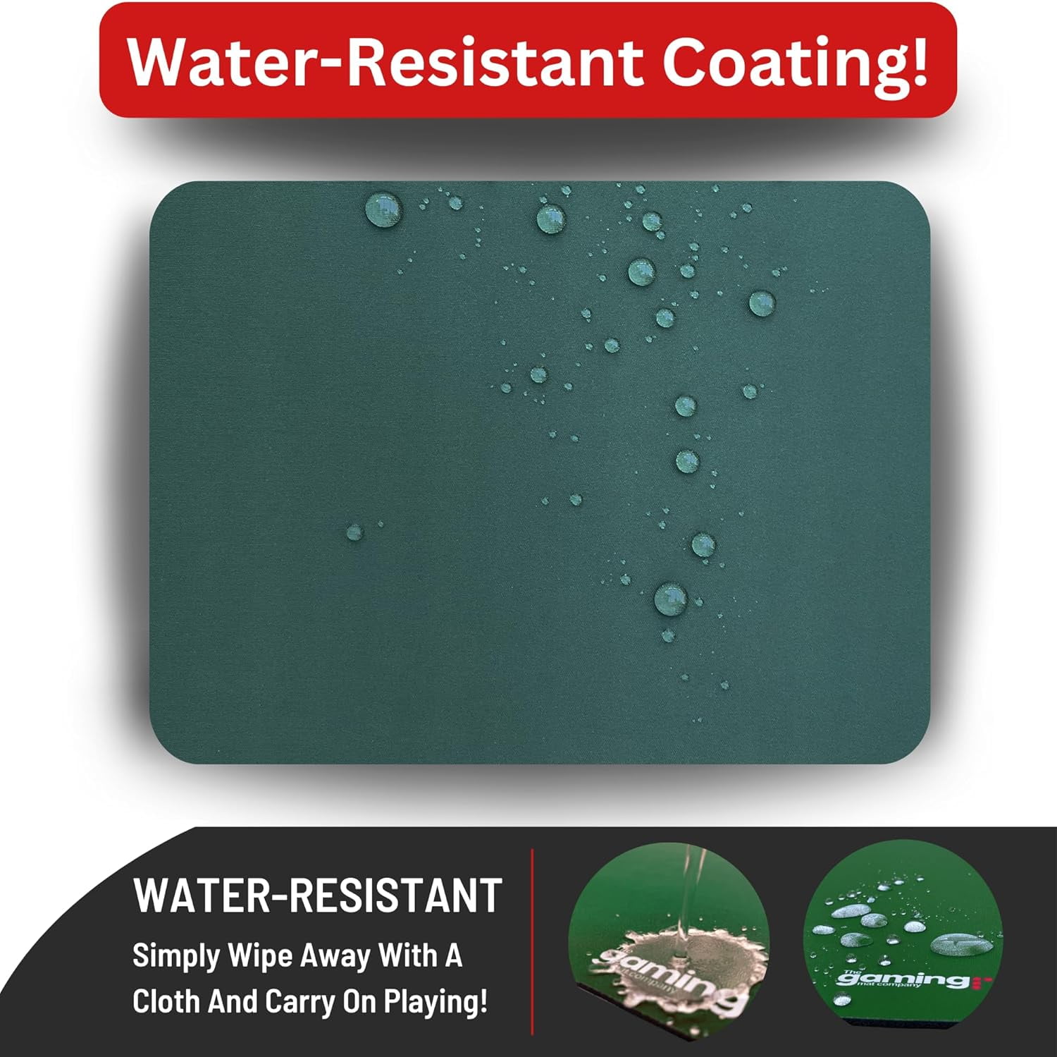 GMC Deluxe Heavyweight Game Mat - Anti Slip Noise Reduction Rubber Playmat - Mahjong, Dominoes & Poker Card Gaming Mat - Waterproof Gaming Tabletop Cover (33 X 33 Inches) - Green