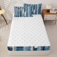 thumbnail image 4 of Homewish Blue Zipper Twin Comforter Sets with Fitted Sheet and 2 Pillowcases,Abstract Geometric Zipper Bedding Set,Reversible,4pcs, 4 of 8