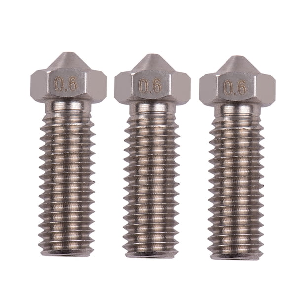 3pcs Impresora 3D Extrusora Boquilla volcánica de acero inoxidable Rosca M6 Cabezal de la impresora Abanopi 0.6mm