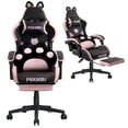 thumbnail image 2 of Waleaf Pink Gaming Chair with Cat Paw Lumbar Cushion and Cat Ears for Girls, Reclining Office Computer Chair with Footrest for Adults, Teens, 2 of 6