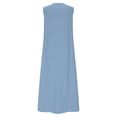 thumbnail image 4 of Fiaer Linen Dresses for Women Summer Tanks Dress V-Neck Sleeveless Maxi Dress Casual Button up Dresses Blue XL, 4 of 5