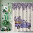 thumbnail image 3 of Shower Curtain, Blossom Lavender Purple Truck Waterproof Shower Curtain Set with Hooks for Bathroom Showers,Stalls and Bathtubs,72x72In Watercolor Floral on Burlap, 3 of 9