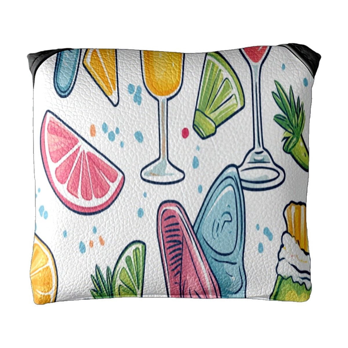 Golf Mallet Putter Cover Premium Leather Waterproof Golf Putter Head Cover with Magnetic Closure Ice Cream Juice Pattern