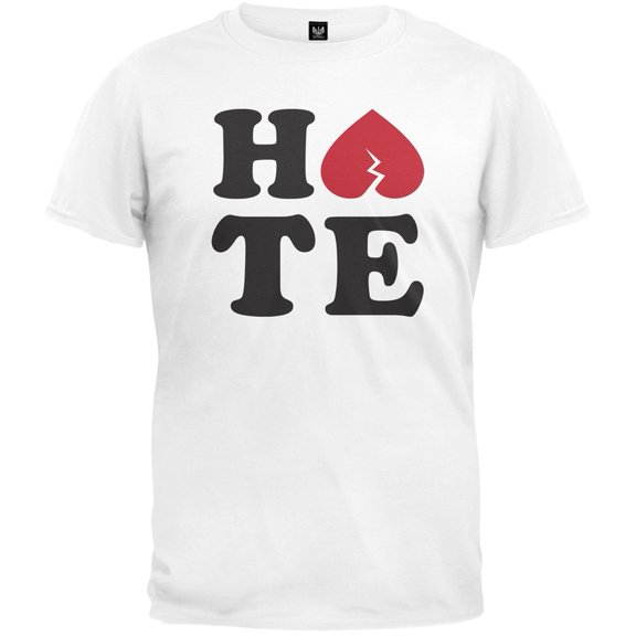 Valentine's Day - Broken Heart Hate White Adult T-Shirt - 2X-Large
