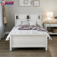 thumbnail image 2 of Hassch Wood Bed Vintage Platform Bed Frame Twin Size Country Style Bed, White, 2 of 9