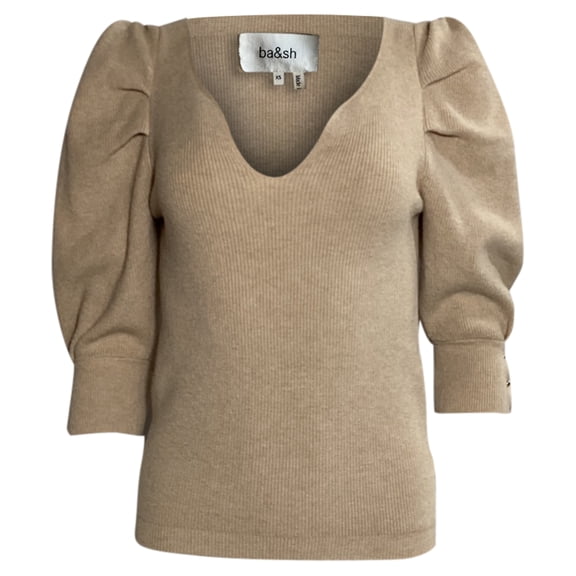 Pre-Owned Ba&Sh Puffed Sleeve Top in Beige Cotton