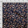 thumbnail image 2 of oneOone Silk Tabby Navy Blue Fabric Flower & Leaves Watercolor Sewing Material Print Fabric By The Yard 42 Inche Wide, 2 of 4