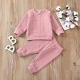 thumbnail image 2 of Diufon Infant Baby Boy Girl Clothes Sets Long Sleeve Tops and Elastic Waist Pants Fall Winter 2 Piece Tracksuits, 2 of 7