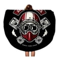 thumbnail image 1 of KDAGR 60 inch Round Beach Towel Blanket Motorcycle Skull of Biker in is Easy to Remove Travel Circle Circular Towels Mat Tapestry Beach Throw, 1 of 2