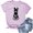Purple, variant on Women's Giraffe Print Basic Crew Neck T-Shirt Summer Solid Short Sleeve Loose Tops