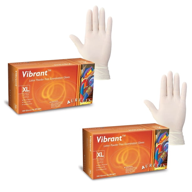 Vibrant Latex Powder Free Examination Gloves 100 Pack MEDIUM HC98227