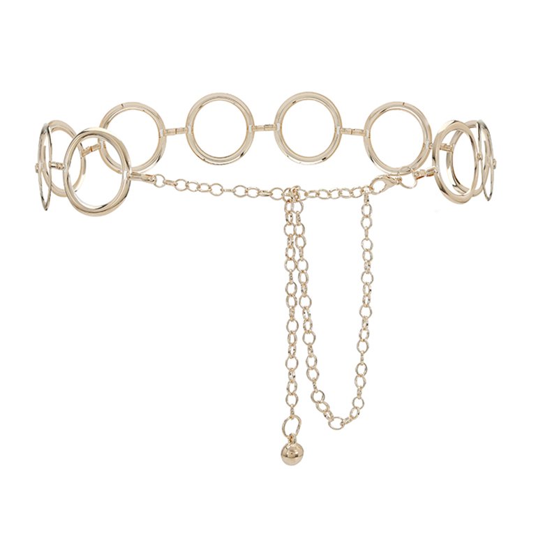 Jdlsppl Women's Metal Belt Waist Chain Dress Belts Chunky Rhinestone Buckle Siver/ Gold Style3 One Size