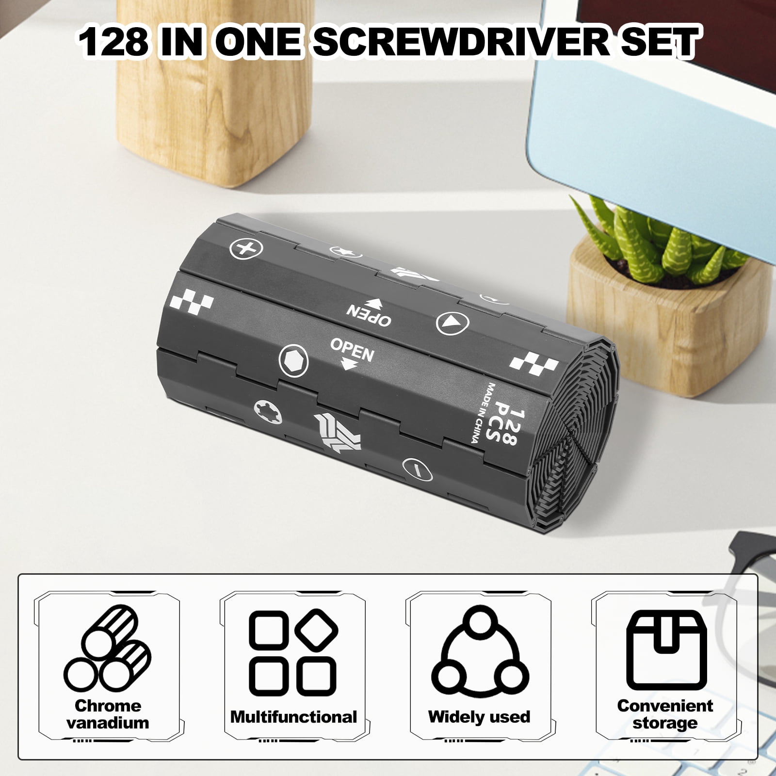 128 in 1 Precision Screwdriver Set Chrome Vanadium Steel Multifunctional Screwdriver Set Screwdriver Repair Tool Magnetic Screwdriver Hand Tool with 120 Bits for Camera Electronics