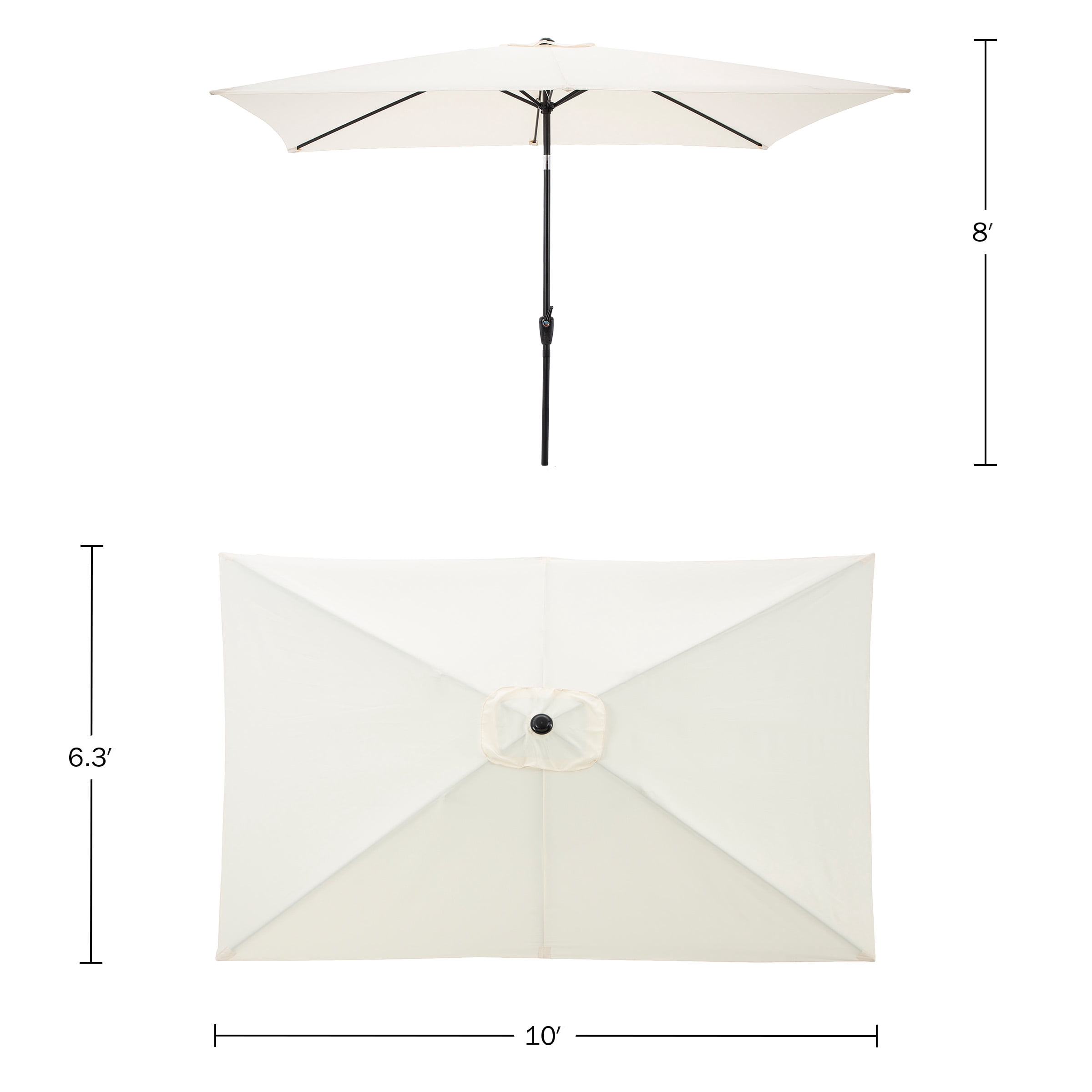 Pure Garden 10’ Rectangular Patio Umbrella with Push Button Tilt, Beige