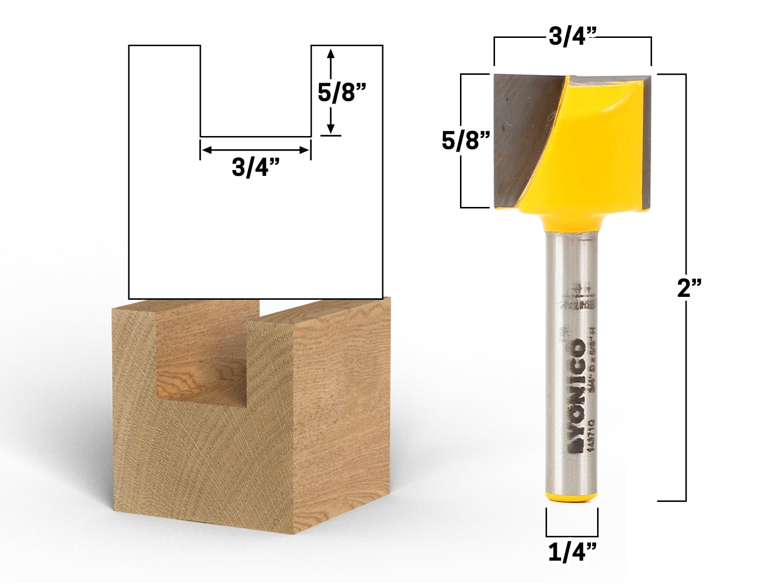3/4" Diameter Bottom Cleaning Router Bit 1/4 Shank Yonico 14971q
