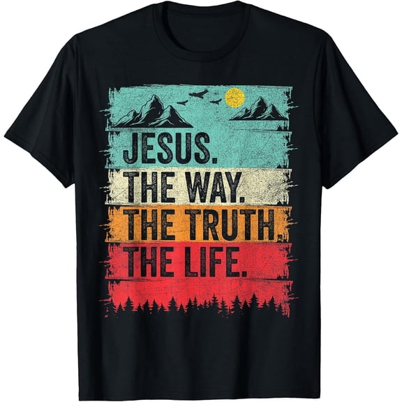 Men's Jesus The Way Truth Life Christian Worship T-Shirt, Comfortable Breathable Soft Tee, Men's 100% Cotton Graphic T-Shirt 180gsm
