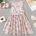 thumbnail image 4 of Zszcpp Mini Dresses For Toddler Girls Fly Sleeve Flowers Prints Bowknot A-Line Dance Party Princess Going Out Travel Holiday Dress Casual Dresses, 4 of 8