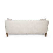 Lagom 3 Seater Tufted Fabric Sofa, Beige, Dark Brown