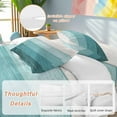 thumbnail image 2 of Rustic Stripes Bedding Duvet Cover Set Queen Size 4 Pieces Aqua Gradient Farmhouse Wood Grain Bedding Set with Zipper Closure, 1 Comforter Cover 90x92 Inches 1 Flat Sheet & 2 Pillow Cases, 2 of 7