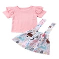 thumbnail image 2 of Easter Day-Toddler Baby Girls Clothes Set Ruffle Short Sleeve T-Shirt Tops+ Floral Overall Skirt, 2 of 4