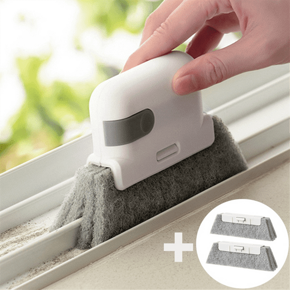 Orange-Window Cleaning Brush Windowsill Groove Deadend Cabinet Crevice Brush with Replace Head Household Cleaning Tools