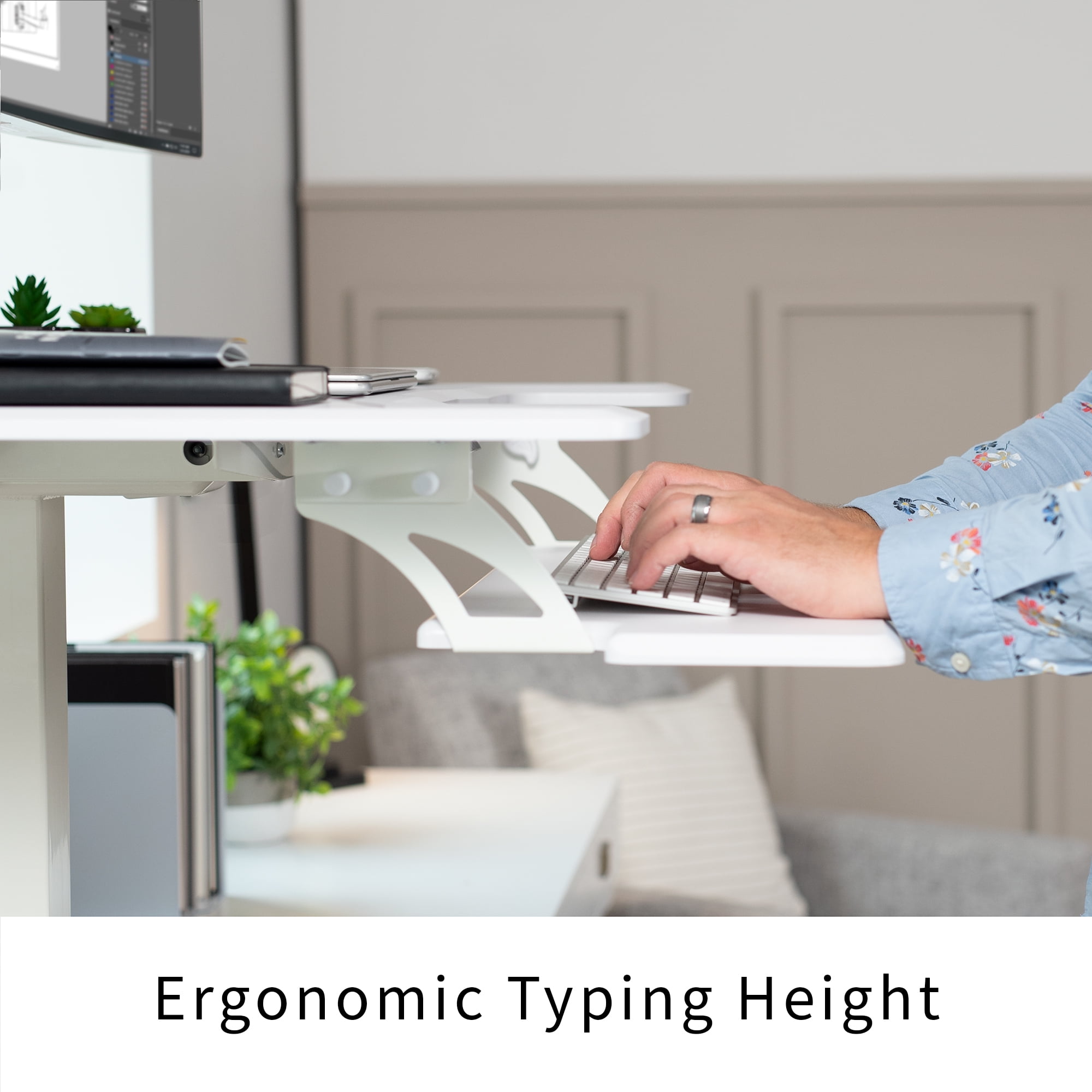 VIVO White 36" Electric Mobile Height Adjustable Two Platform Standing Desk