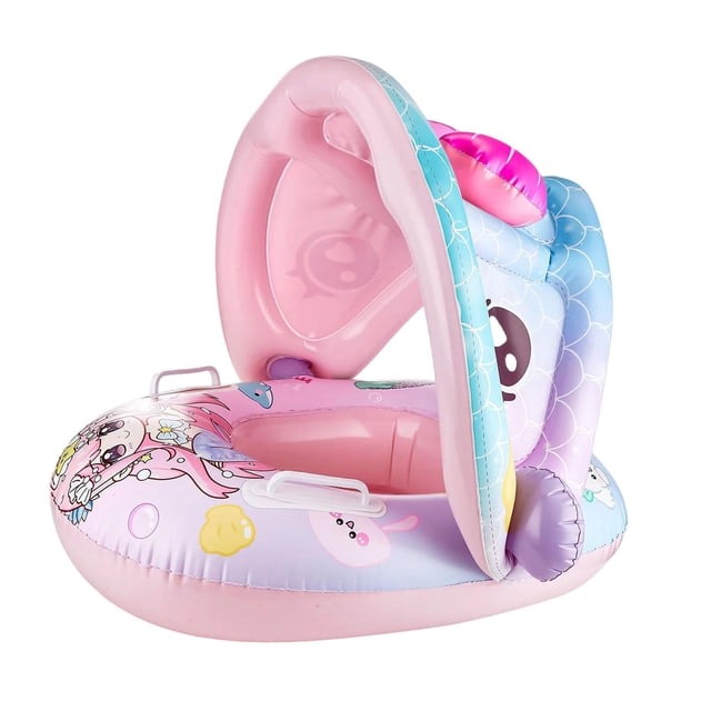 Flotador Inflable Para Piscina Con Toldo Para Protección Solar Para Niños De 0 A 3 Años