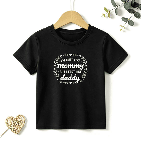Girls Graphic Tees Cute Like Mommy Kids T Shirt Funny Family Quote 100% Cotton Short Sleeve Soft Tops 4-13Y