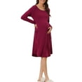 thumbnail image 4 of INSPIRE CHIC Women's Maternity Dress Elegant Round Neck Long Sleeve Pleated Breastfeeding Nightdress L Wine Red, 4 of 6
