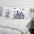 thumbnail image 3 of Purple Lavender Flower Throw Pillow Covers Vintage Purple Lavender Floral Watercolor Dragonfly Decorative Lumbar Pillow Cover Rectangle Cushion Case for Sofa Couch Bed Living Room 16 X 24 Inches, 3 of 9