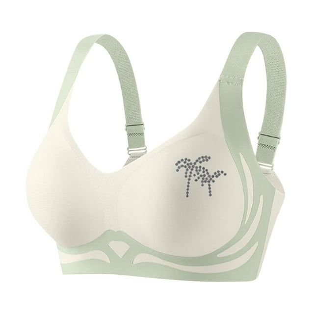 Bocqde Seamless Sport Bras for Women Plus Size Stretch Breathable Wire-Free Gathering Push Up Yoga Bra Rhinestones Soft Support Full Coverage Bra with Adjustable Strap, M-4XL