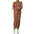 thumbnail image 2 of Women'S Two Piece Sweater Skirt Sets Knit Sweater Top Bodycon Skirt 2 Piece Outfits Coffee M, 2 of 8
