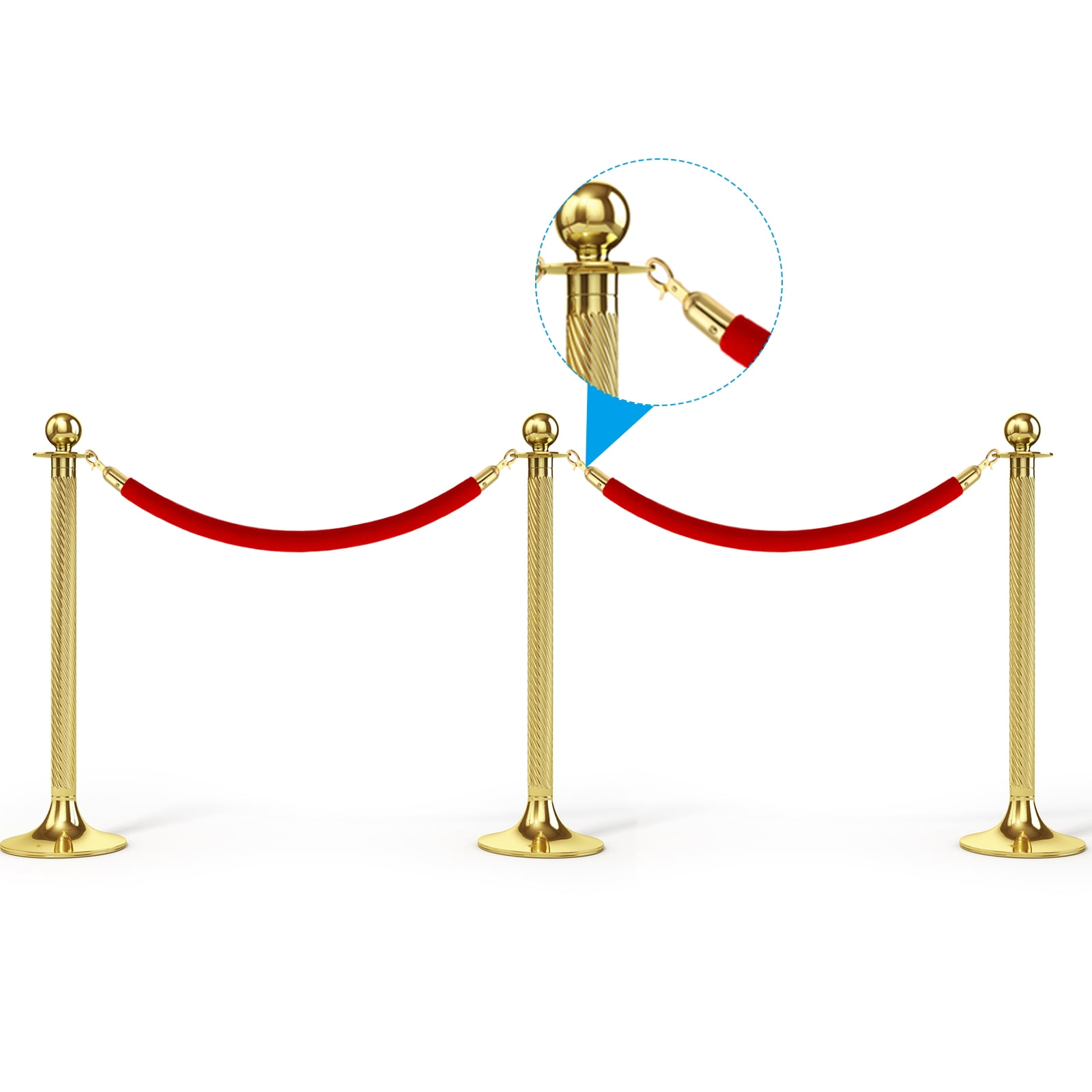 Unique Bargains Stanchion Rope End Stopper Cord for Crowd Control Queue Divider Silver