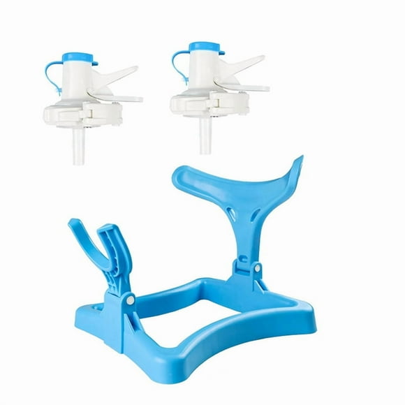 5 Gallon Water Jug Holder, Water Dispenser Stand,Non-Slip Water Dispenser Countertop with 2 Dispenser Valves,1 x stand 2 x bottle stoppers,Blue & White