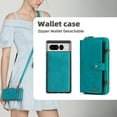 thumbnail image 2 of Dteck for Google Pixel 7 Pro Wallet Phone case, PU Leather Multi-Function Detachable 2 in 1 Magnetic Card Holder Kickstand Zipper Shoulder Strap Purse Cover, Blue, 2 of 8