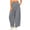 Gray, variant on Women Summer Boho Cotton Linen Polka Dot Pants Beach Elastic Waist Palazzo Wide Leg Barrel Pants