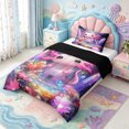 thumbnail image 2 of Manfei Cartoon Axolotl Twin Comforter Sets,Watercolor Salamander Print Bedding Set,Black Reversible,2pcs,1 Comforter and 1 Pillowcase, 2 of 7
