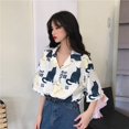 thumbnail image 1 of Coreano Vintage Impreso Camisa De Las Mujeres Suelta De Manga Corta Camisaspangjing, 1 of 4