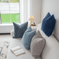 thumbnail image 3 of Set of 4 Neutral Couch Throw Pillow Covers, Blue Decorative Farmhouse Boho Throw Pillows for Living Room, Couch, Bed, Sofa Soft Corduroy Accent Home Decor ( No Pillow 18x18 Inch), 3 of 7