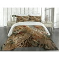 thumbnail image 2 of Ambesonne Leopard Print Quilted Coverlet 3 Pcs, Autumnal Vibes Exotic, King Size, Camel Apricot and Green, 2 of 4
