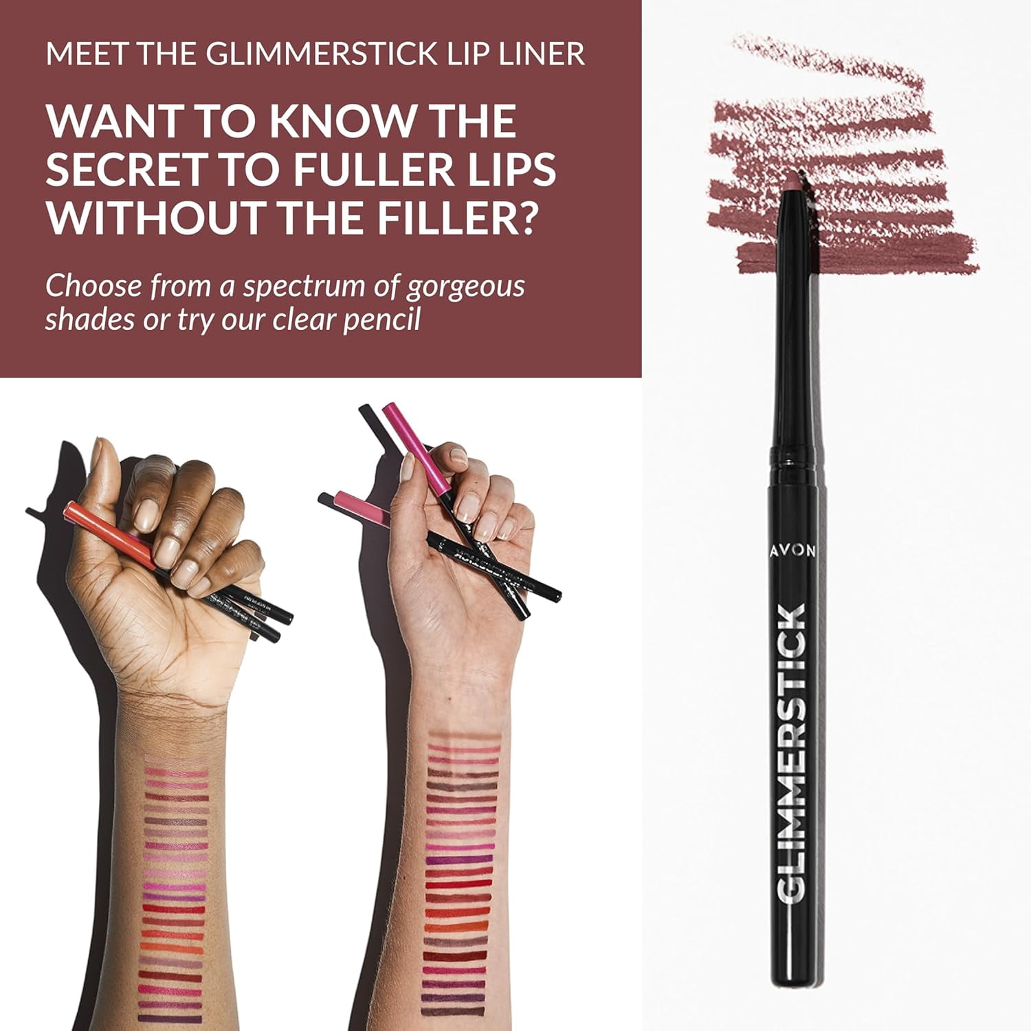 Avon Glimmersticks Retractable Lip Liner / MYSTERY MAUVE / SET OF 2
